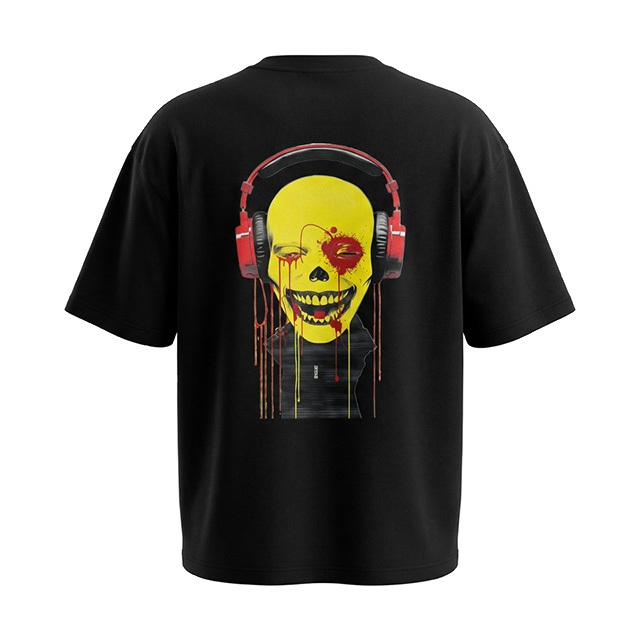 חולצת אוברסייז גברים Neon Skull Beats