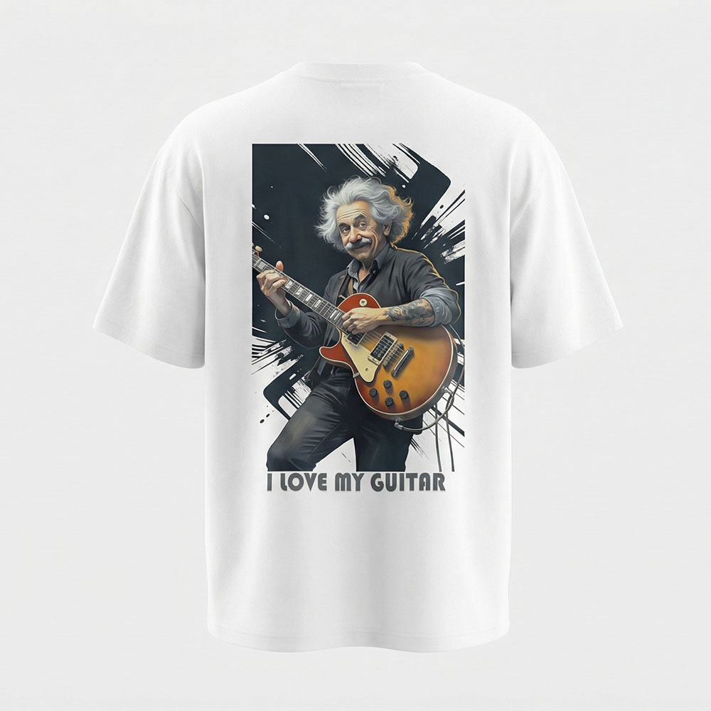 בקרו באתר של רידם דיזיין אונליין חולצת אוברסייז I Love My Guitar עם מסר מוזיקלי גזרה רחבה משלוחים לכל הארץ