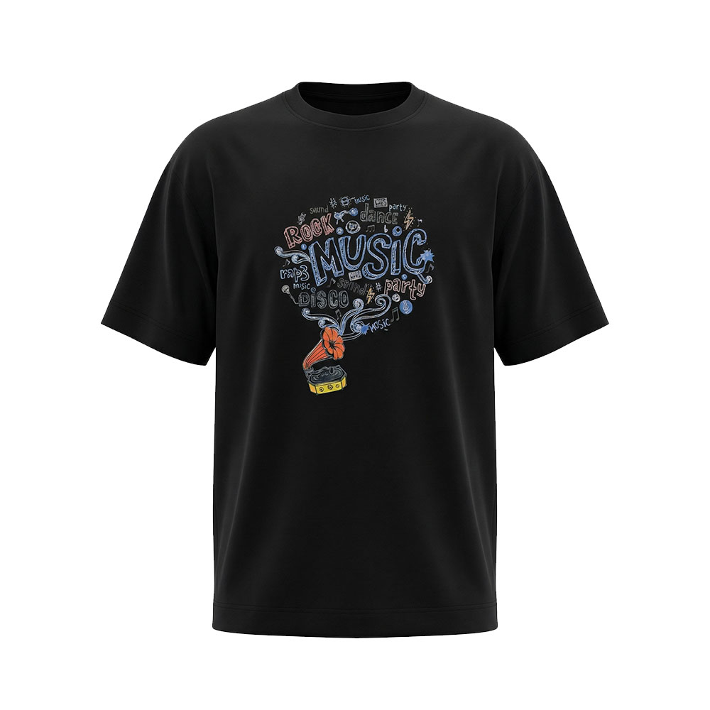 חולצה אוברסייז לגברים Music אחורי