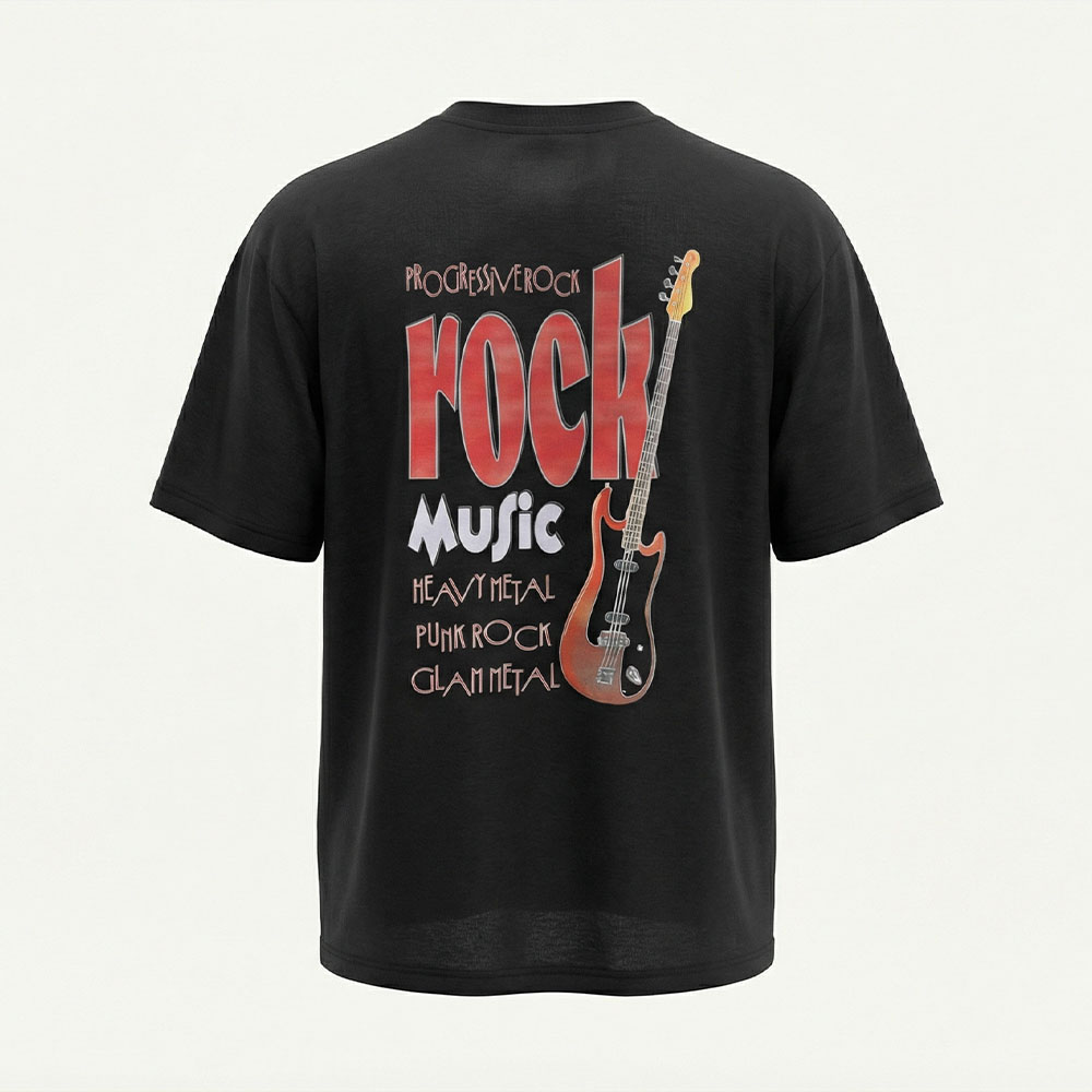 חולצת אוברסייז rock music מוזיקלית