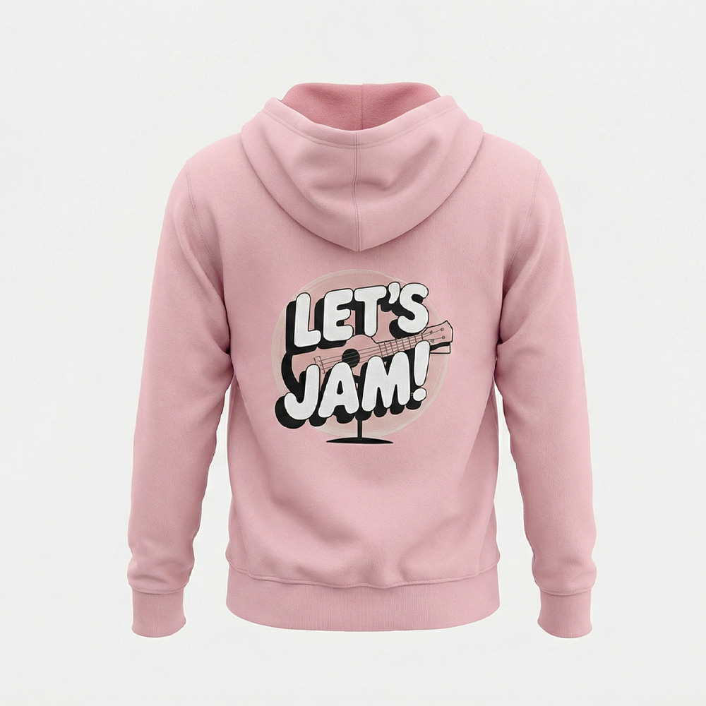 קפוצון נשים מוזיקלי ורוד עם הדפס LET’S JAM