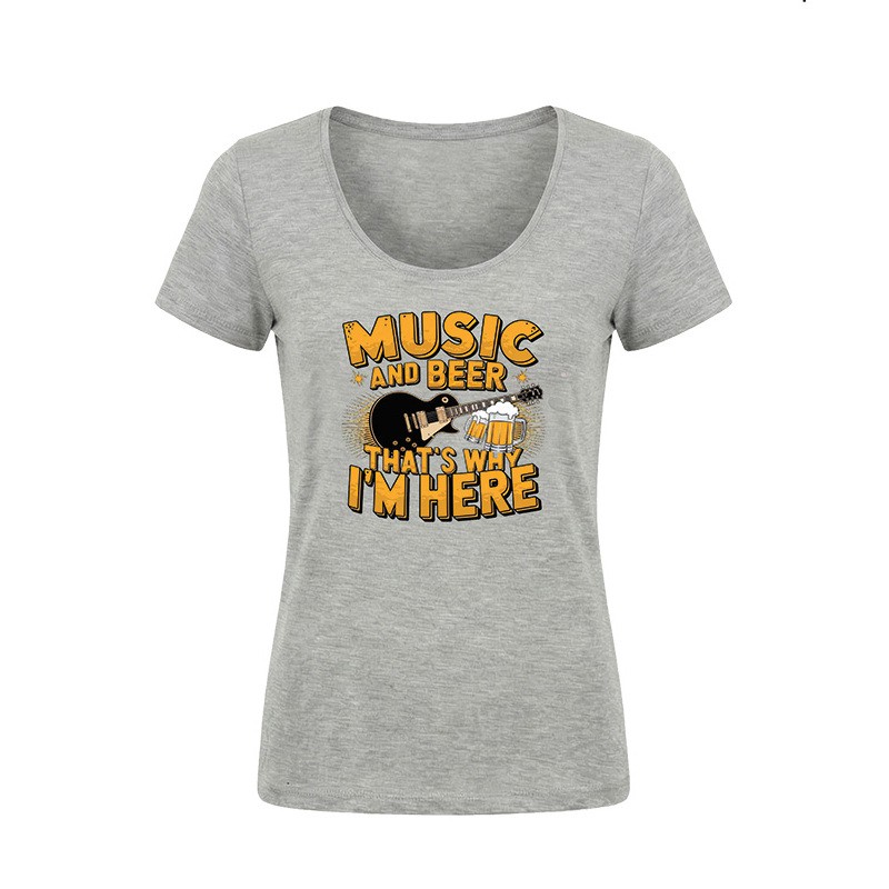 חולצת נשים מוזיקלית בעיצוב Music Beer Thats Why Im Here