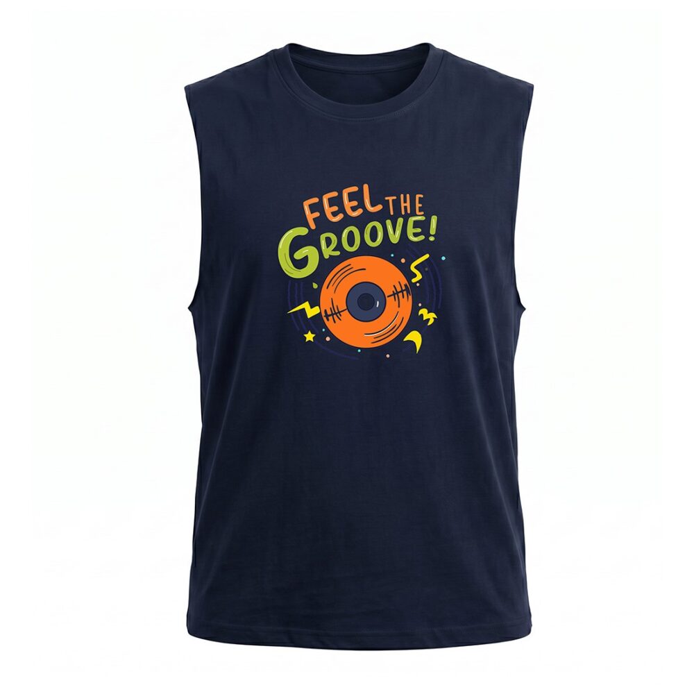 גופיית FEEL THE GROOVE – נייבי עם הדפסה וינייל צבעוני