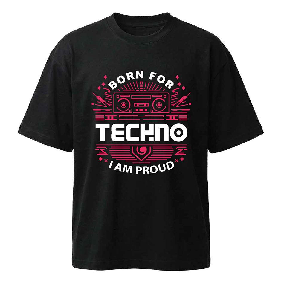 חולצת אוברסייז גברים Born For Techno